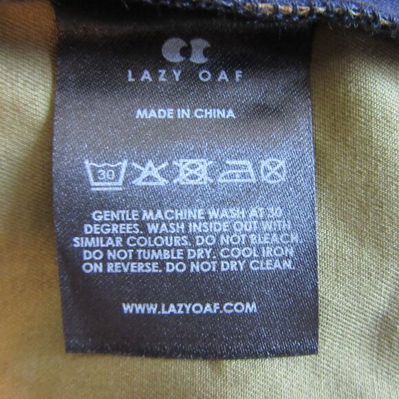 LAZY OAF Full Zip Small & Large Pockets Sorry We're Open XXL Cotton Dress - Picture 5 of 5